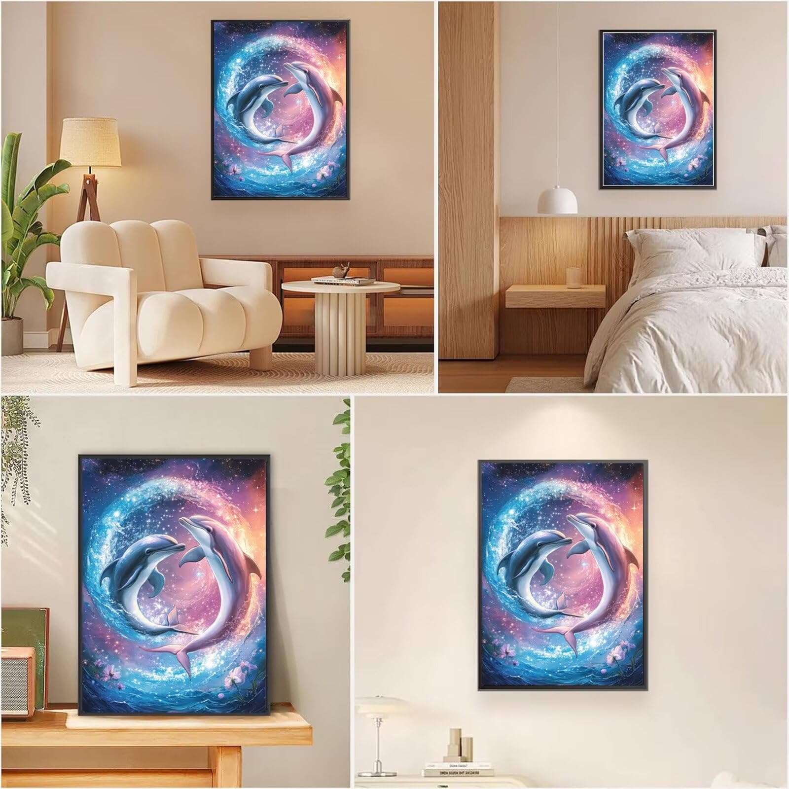 Diamond Painting Erwachsene Fantasie 5D Diamond Painting Delphin Muster DIY Set Erwachsene Anfänger Vollbohrer Diamanten Malerei Stickerei Bastelset für Zimmer Wand Deko Schlafzimmer 70x100cm,Model797