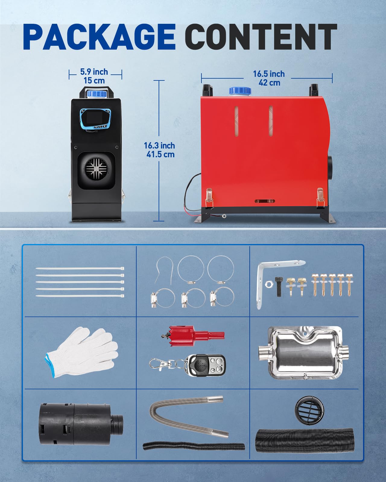 12V 8KW Air Diesel Heater, zestaw ogrzewania postojowego z tłumikiem LCD Remote Control, nocne zintegrowane ogrzewanie Diesel Ciche dla samochodów kempingowych ciężarówek łodzi autobusów jachtów tu