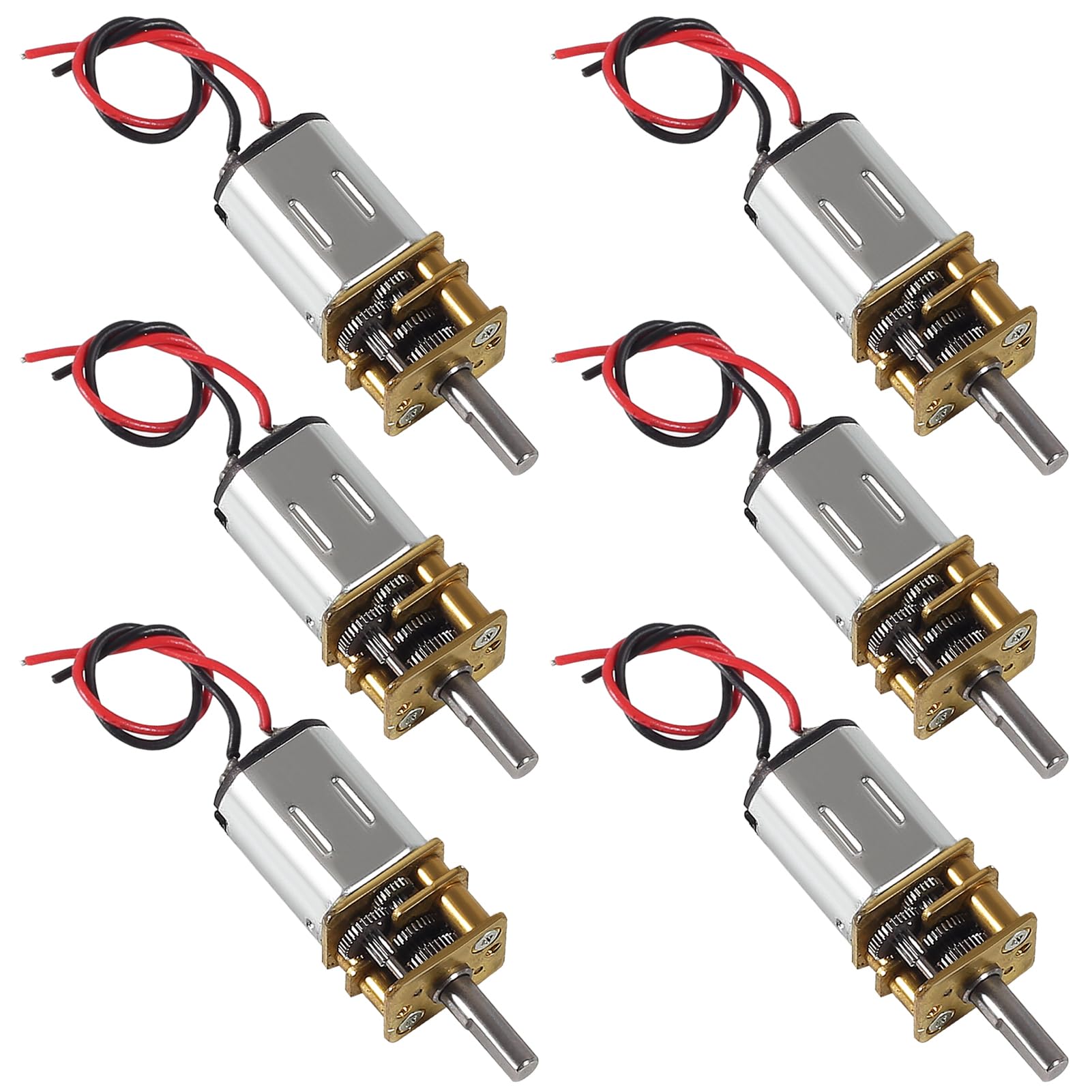 XIITIA 6pcs DC 3V-6V Mini N20 Gear Motor Slow Speed Full Metal Gearbox Without Terminal for Smart Car DIY RC Toys