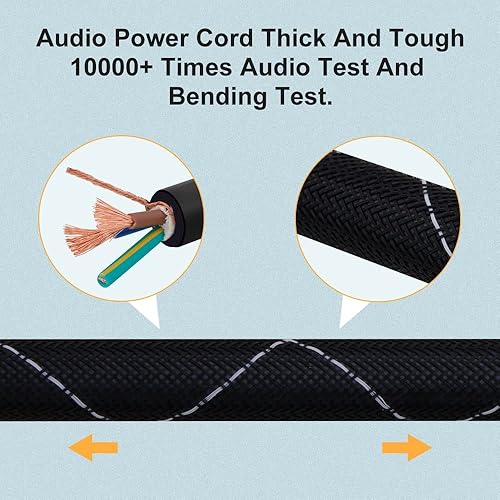 Miniatura 8 de Monosaudio Cable de alimentación de audio de cobre puro de 125 V, 15 A, cable de alimentación HiFi chapado en oro, conectores trenzados, línea de