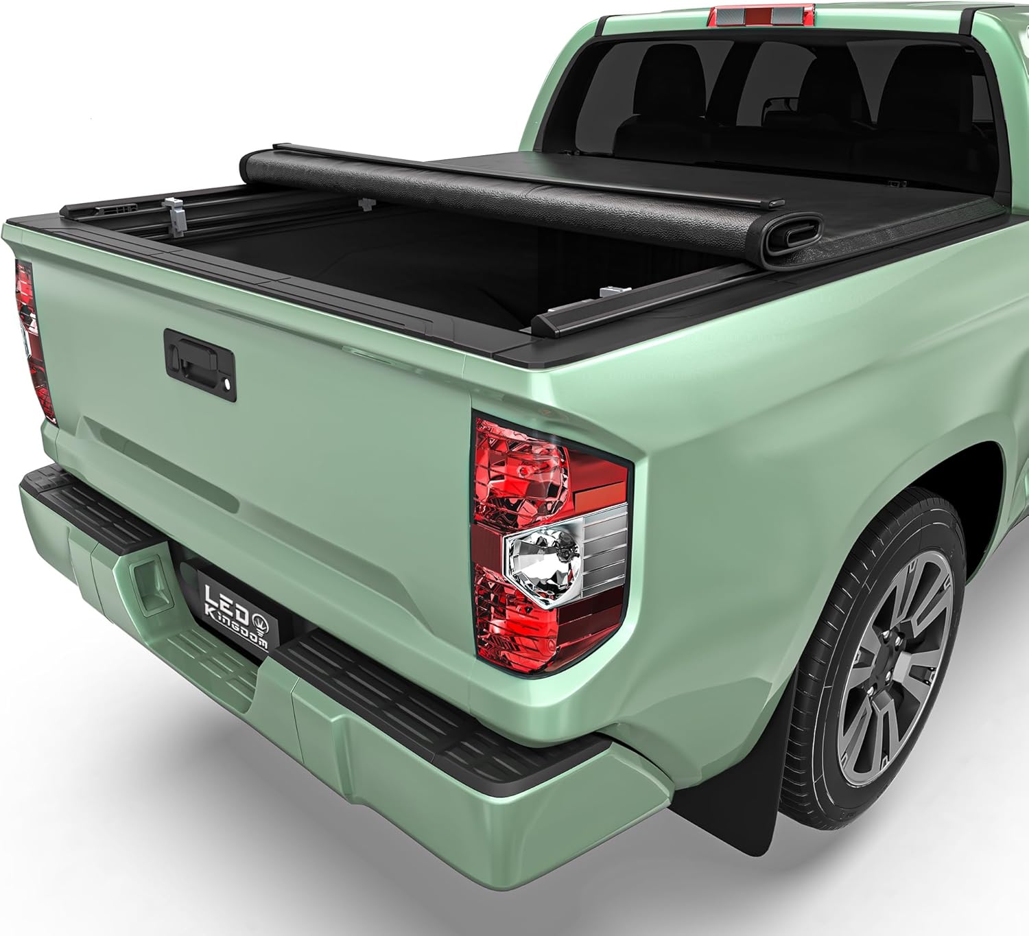 LEDKINGDOMUS Soft Roll Up Truck Bed Tonneau Cover Fits for Toyota Tundra 2022 2023 2024 2025 2026 with Deck Rail System, 5.5ft Bed (67")