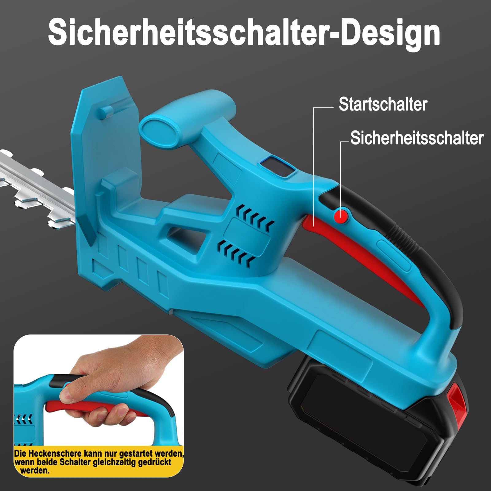 Akku-Heckenschere für Makita 18V Akkus,elektrische Elektro Heckenschere Elektrischer Heckenschneider mit 2 * 2.0Ah Akku und Ladegerät,51cm Schnittlänge, 15mm Zahnabstand Dual Schnittklingen