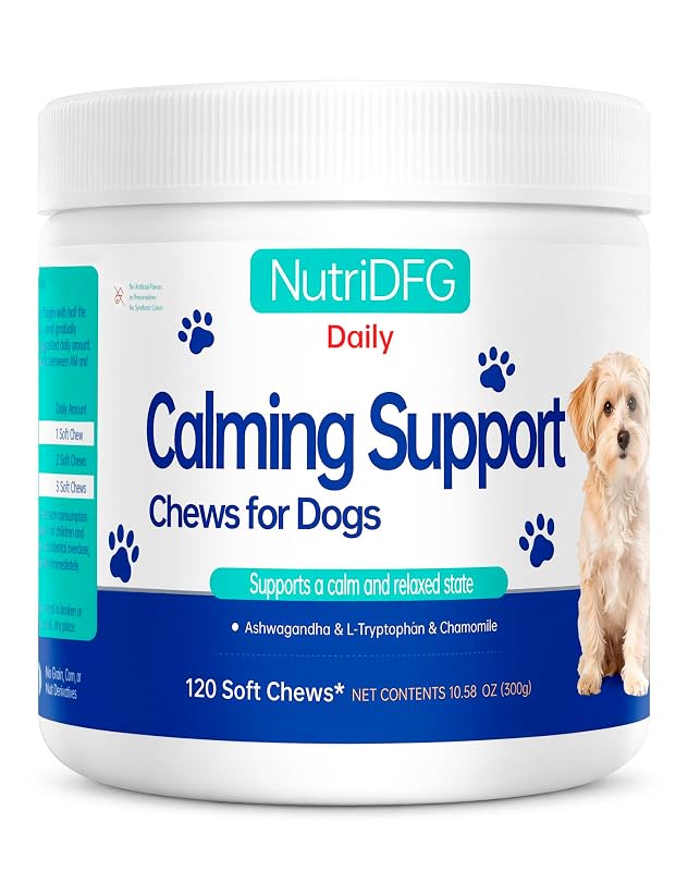 Suplemento nutricional para cães em mastigáveis macios com L-teanina e camomila NutriDFG, 120 unidades
