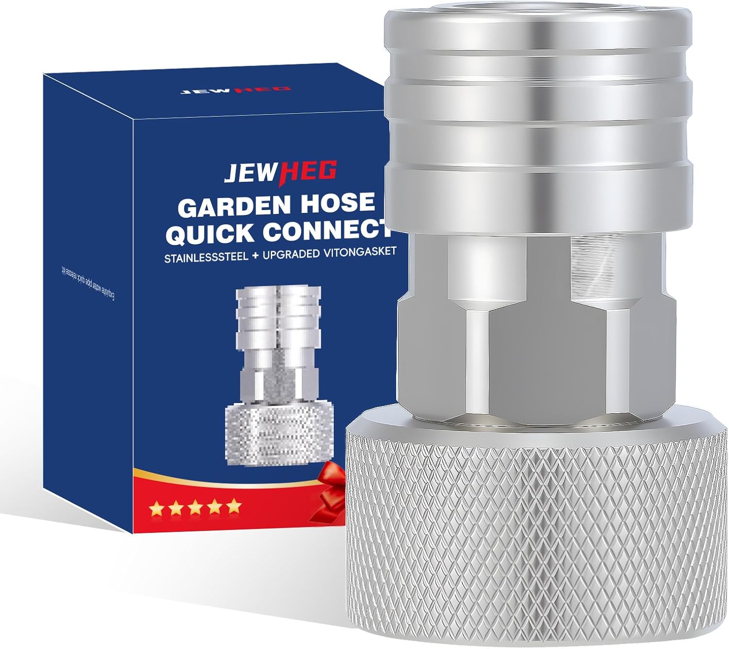 Garden Hose to Pressure Washer Adapter，Jewheg 3/4” GHT to 1/4” Quick Connect，Convert Water Hose to Power Washer Connector，Car Washing Nozzle & Hose Attachment，high quality Stainless Steel