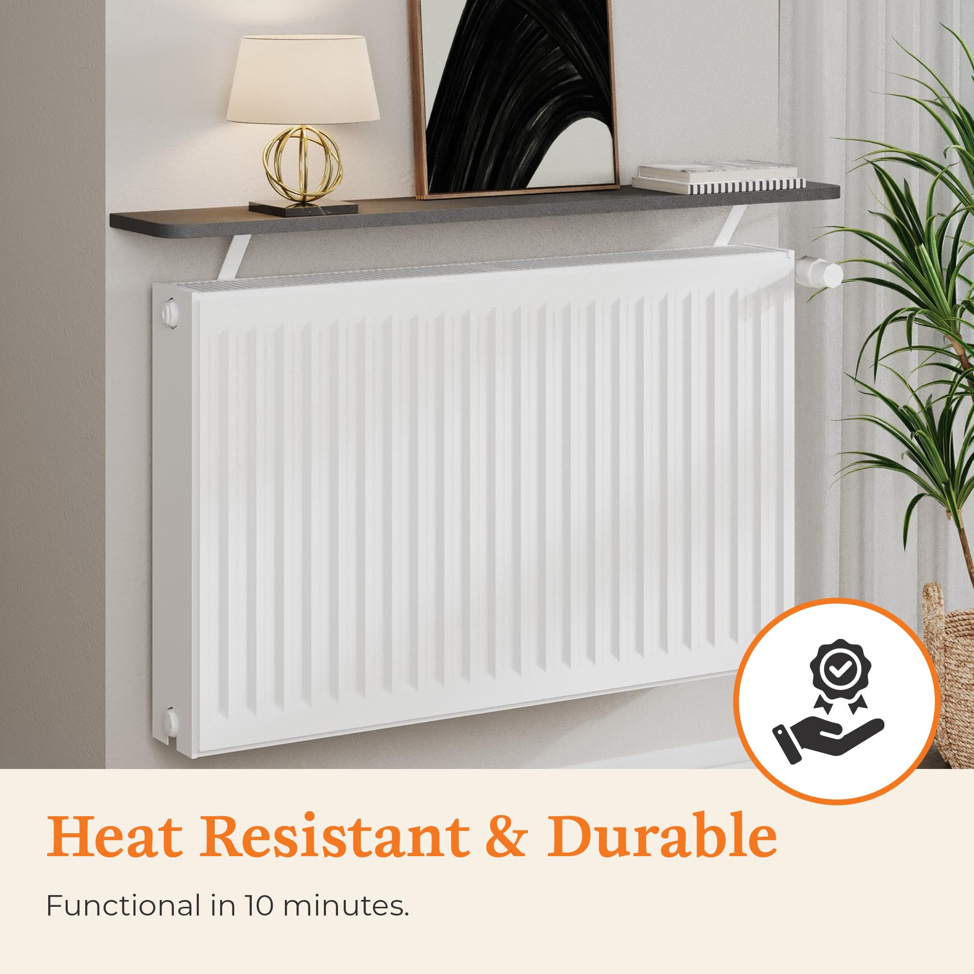 Loch & Skye Loby Radiator Shelf MDF Wooden Floating Shelf with Brackets No-Drill Over Radiator Shelves for Heat Dissipation Floating Heater Top for Living Room Bedroom - Image 5