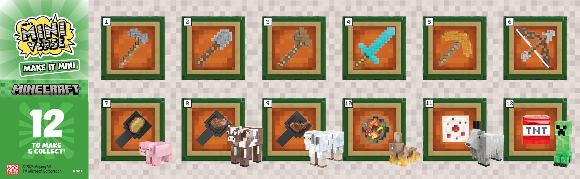 MGA's Miniverse Make It Mini Minecraft - à Collectionner, Emballage Opaque Mystère, DIY, Jeu Résine, 12 Objets, Non Comestible - pour Collectionneurs et Enfants Dès 8 Ans (Lot de 2)