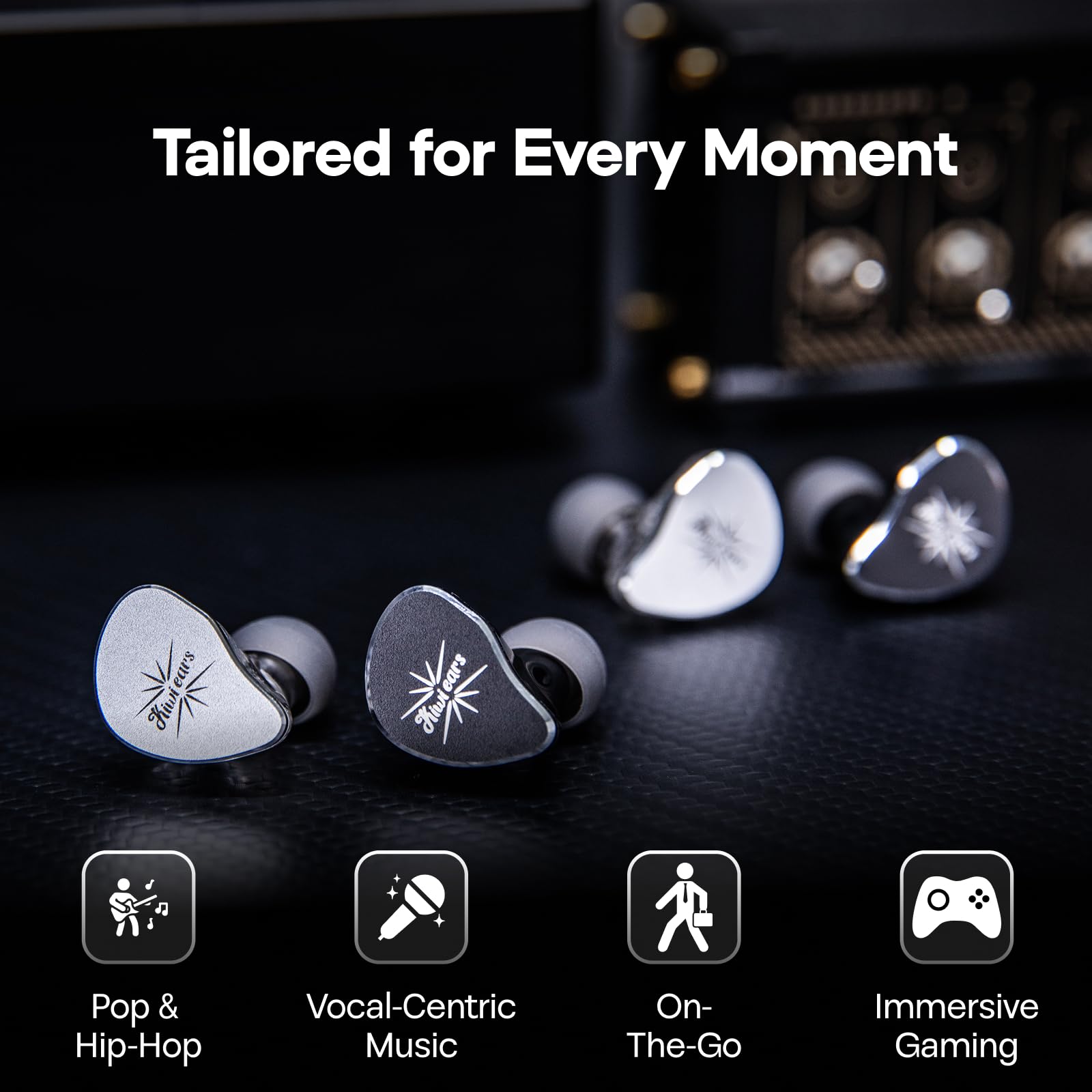 Kiwi Ears Belle słuchawki douszne, 10 mm DLC, przewodowe słuchawki douszne HiFi z odłączanym posrebrzanym kablem 2-pinowym do gier audiofilskich (bez mikrofonu, srebrne)