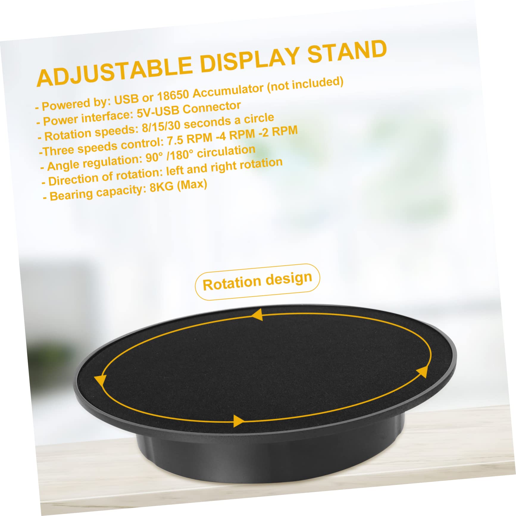 Ipetboom Piattaforma Angoli per Elettrica Esposizione e Regolazione Girevole Abs Carico Massimo 8kg in Nero , Supporto Rotante per Cosmetici e Telefoni Cellulari