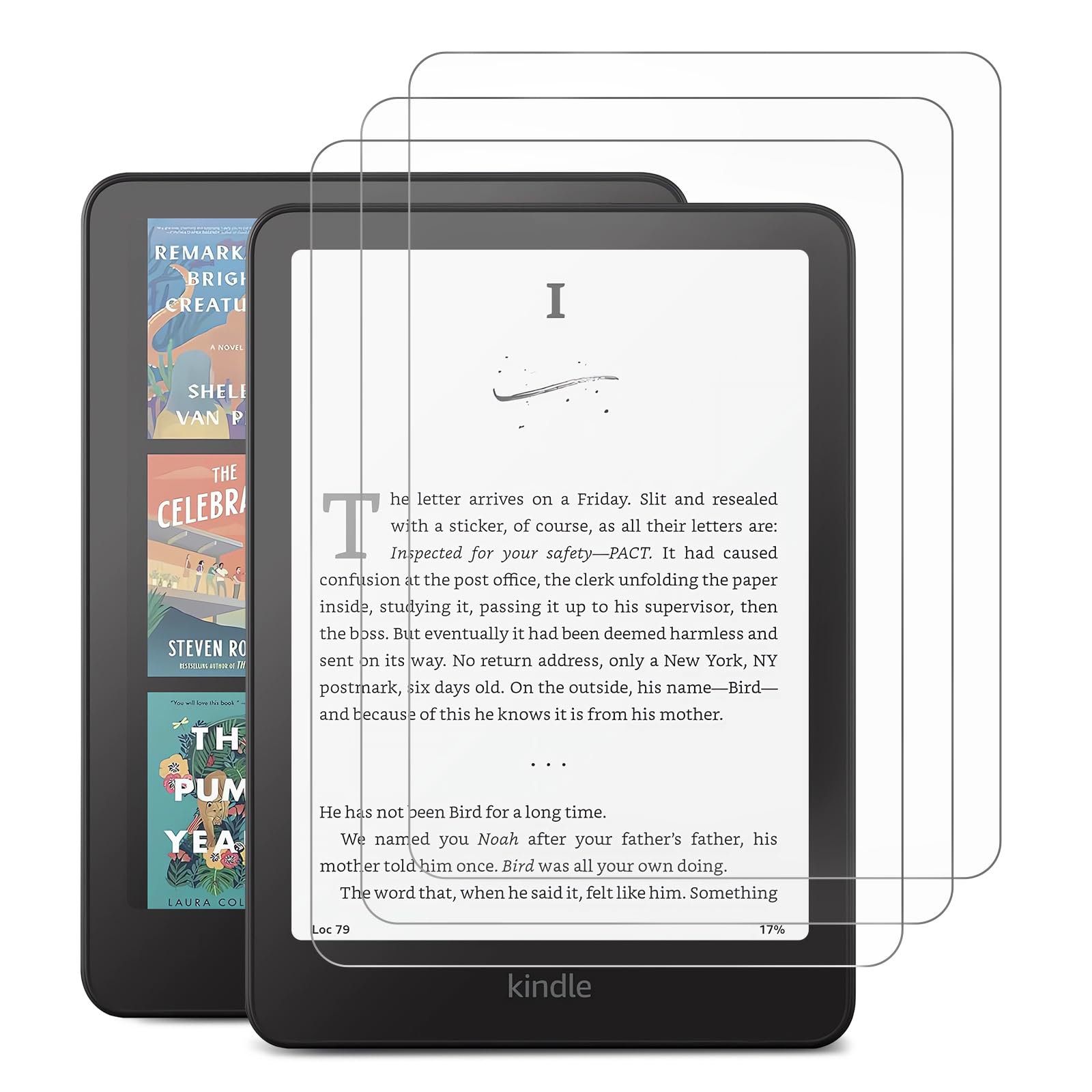 CoBak 3 Pack HD Screen Protector for 7" Kindle Paperwhite 12th Gen 2024 &amp; Kindle Colorsoft Signature Edition, Kobo Aura 2 - High Clarity, Fingerprint Resistant - PET Film