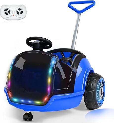 Miniatura 7 de ANPABO Auto eléctrico 3 en 1, juguete de paseo para niños de 12 V con control remoto, giro de 360, cinturón de seguridad de 5 puntos, luz LED