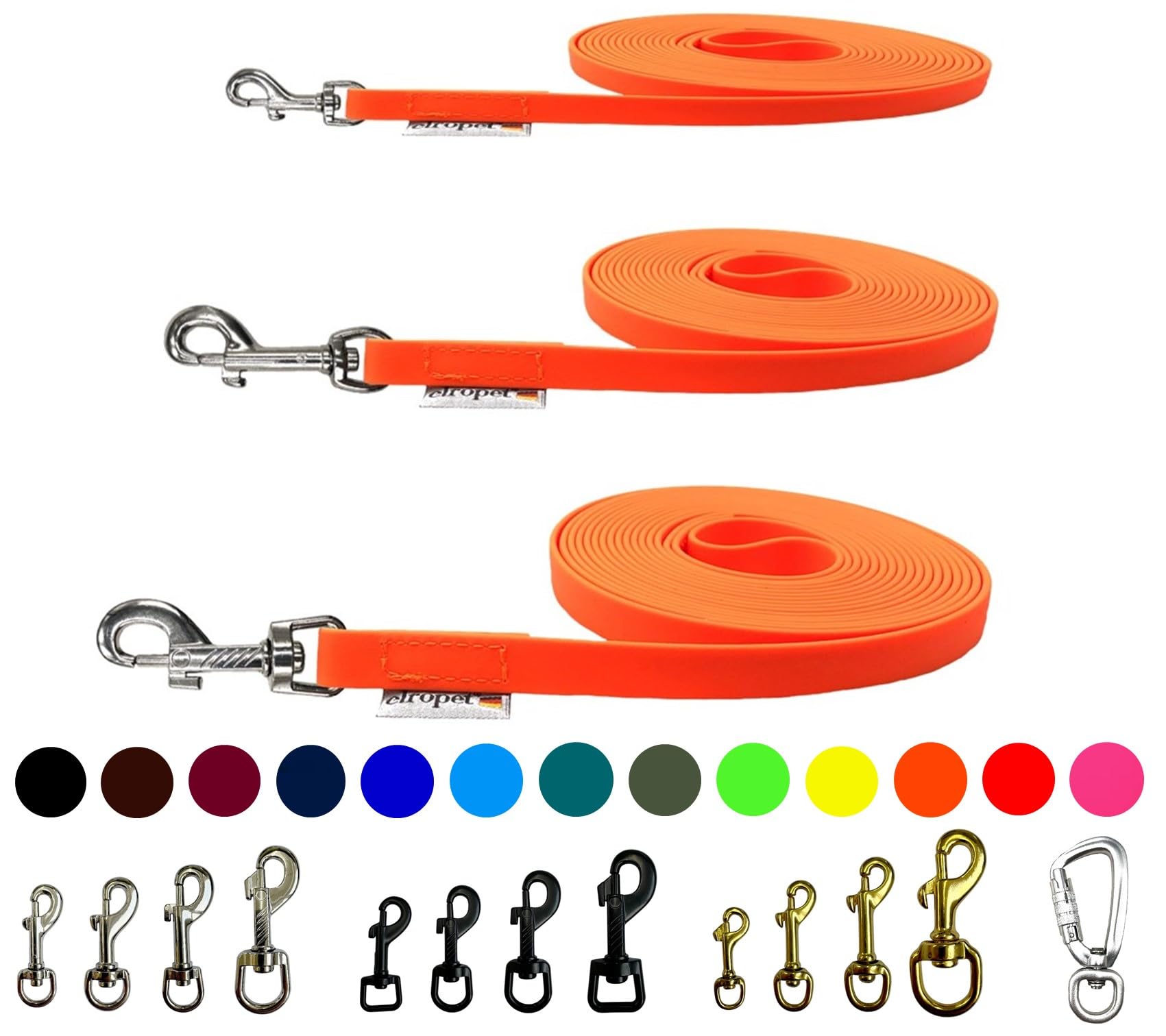 Hundeleine Biothane – Schleppleine, Übungsleine 1m bis 20m für kleine, mittlere und große Hunde – mit und ohne Handschlaufe, mit und ohne Ruckdämpfer