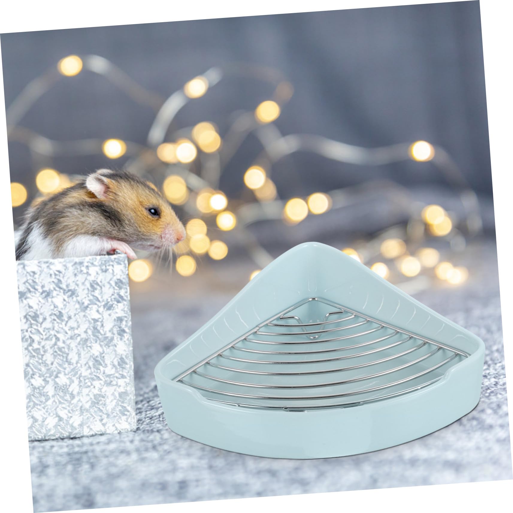 Lettiera Angolare in Materiale Ceramico per Criceti e Cavia di Piccole Dimensioni, Facile da Pulire e Installare, Adatta per Uffici o Bagni