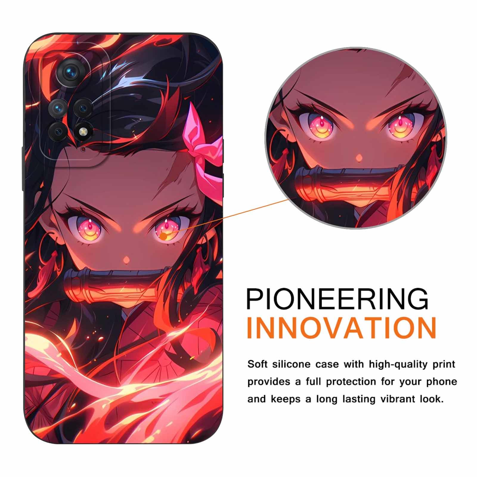 2 Pièces Coque pour Xiaomi Redmi Note 11 Pro(4G/5G) 2022 6.67'', avec Anime Motif Kamado Nezuko Tanjirou Manga Antichoc TPU Protective Objectif Caméra