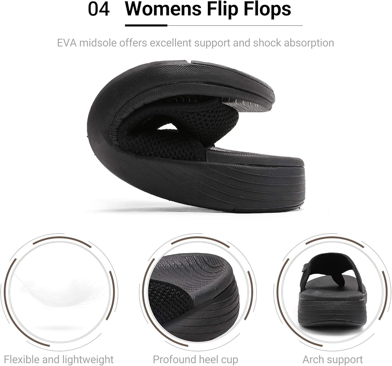 DREAM PAIRS Women's Arch Support Soft Cushion Flip Flops Thong Sandals