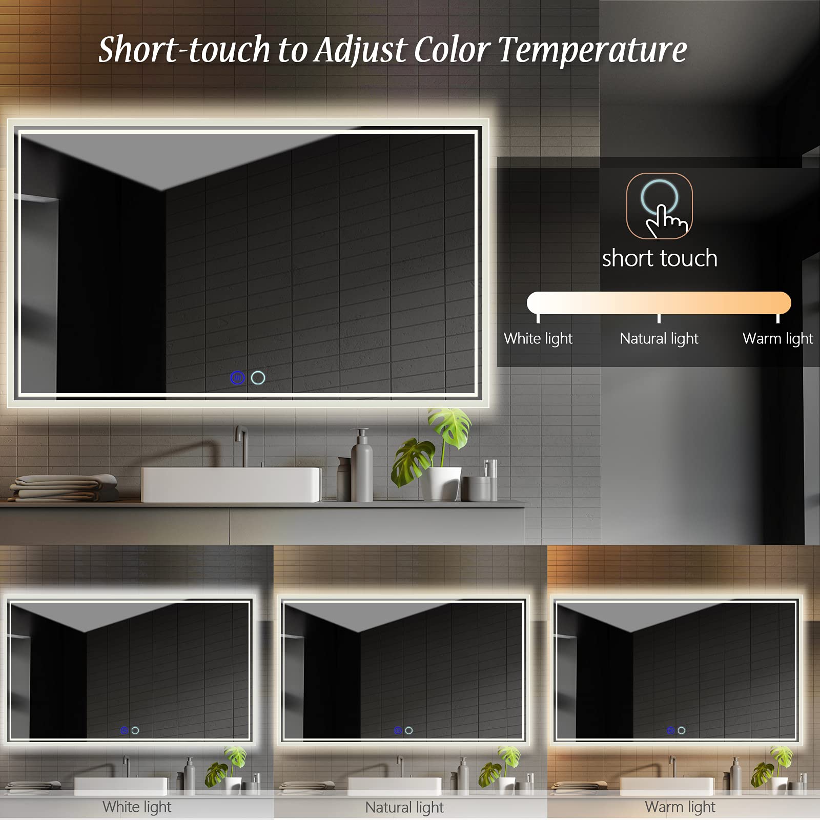 Buy ZELIEVE 60 x 36 Led Bathroom Mirror,Led Backlit Mirror,Anti-Fog ...