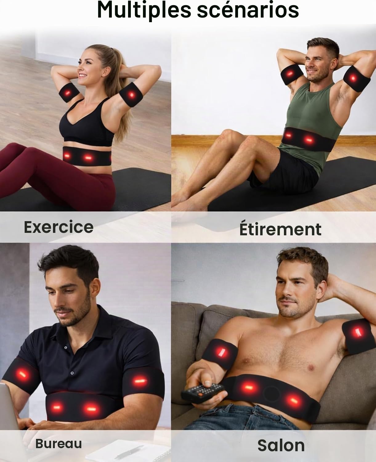 Ceinture abdominale Next Gen Ultra Muscle Fitness, ceinture de tonification réglable, 12 modes et 19 niveaux d'intensité, raffermissement musculaire, équipement d'entraînement de renforcement pour les