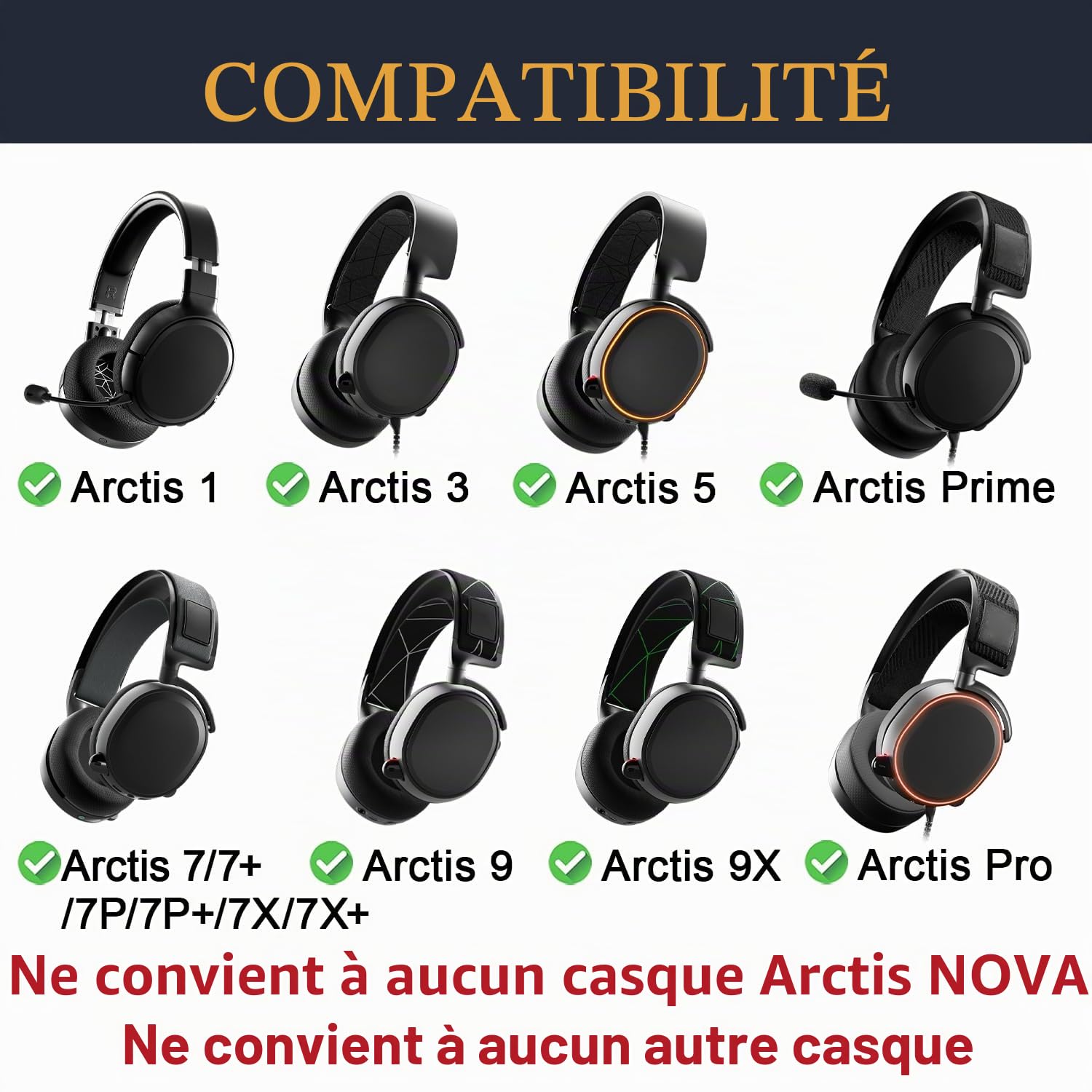 SOULWIT Mousse Coussinets pour SteelSeries Arctis 1/3/5/7/7+/7P/7P+/7X/7X+/9/9X/Pro/Prime, Isolation Phonique