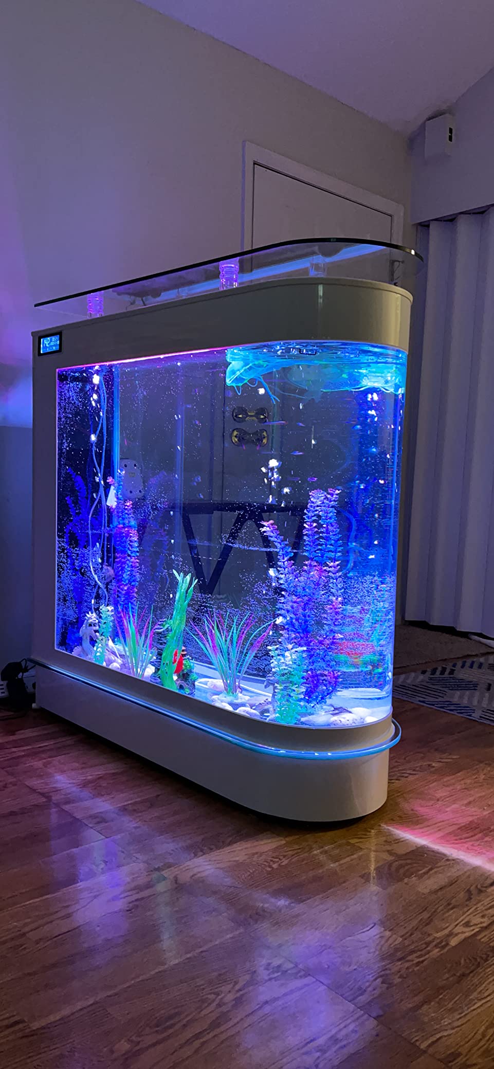 84/mo Finance Black Fish Tank 124Gal LED Aquarium Kit Upright Fish