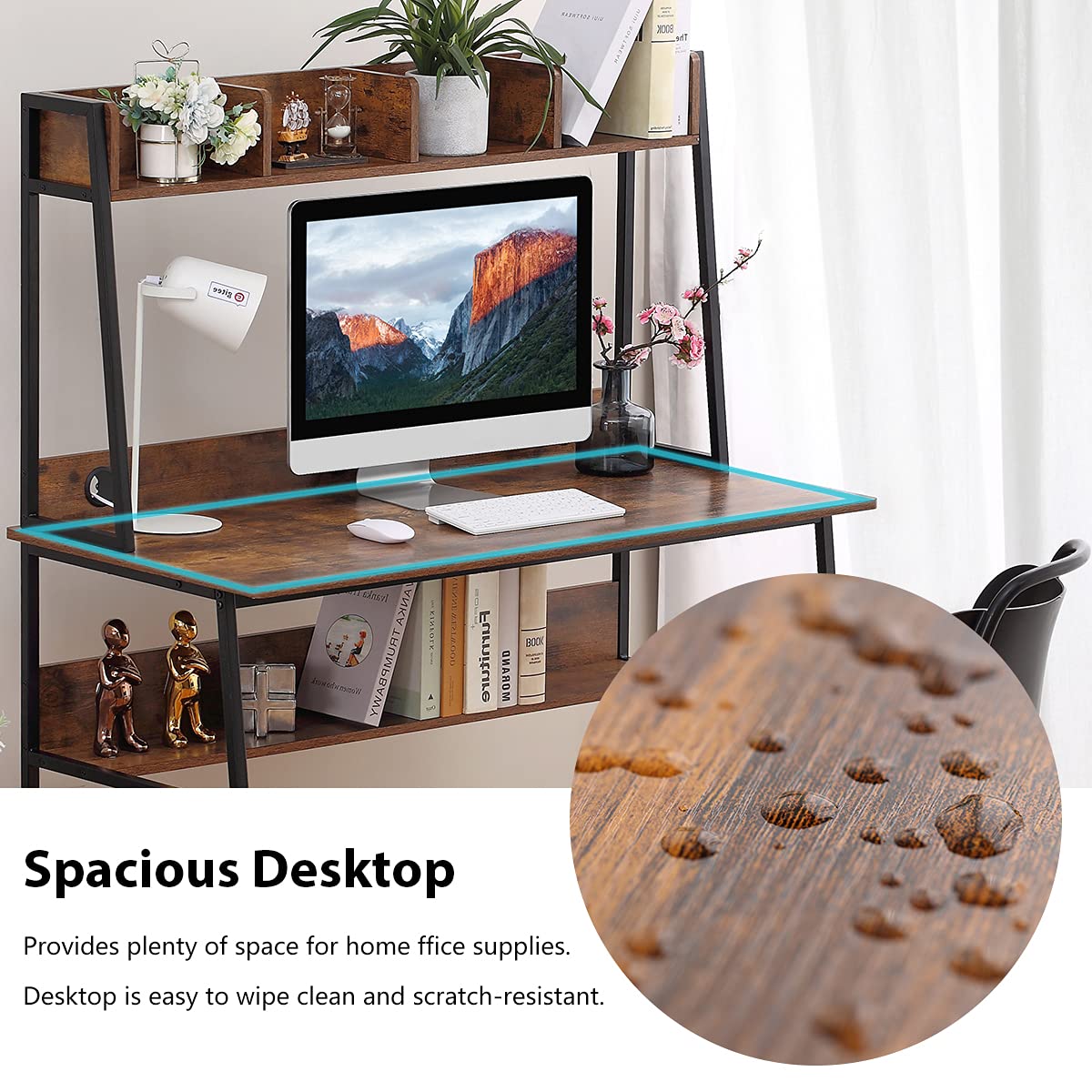 Buy LEMONDA Computer Desk with Hutch and Bookshelf, Home Office Desk