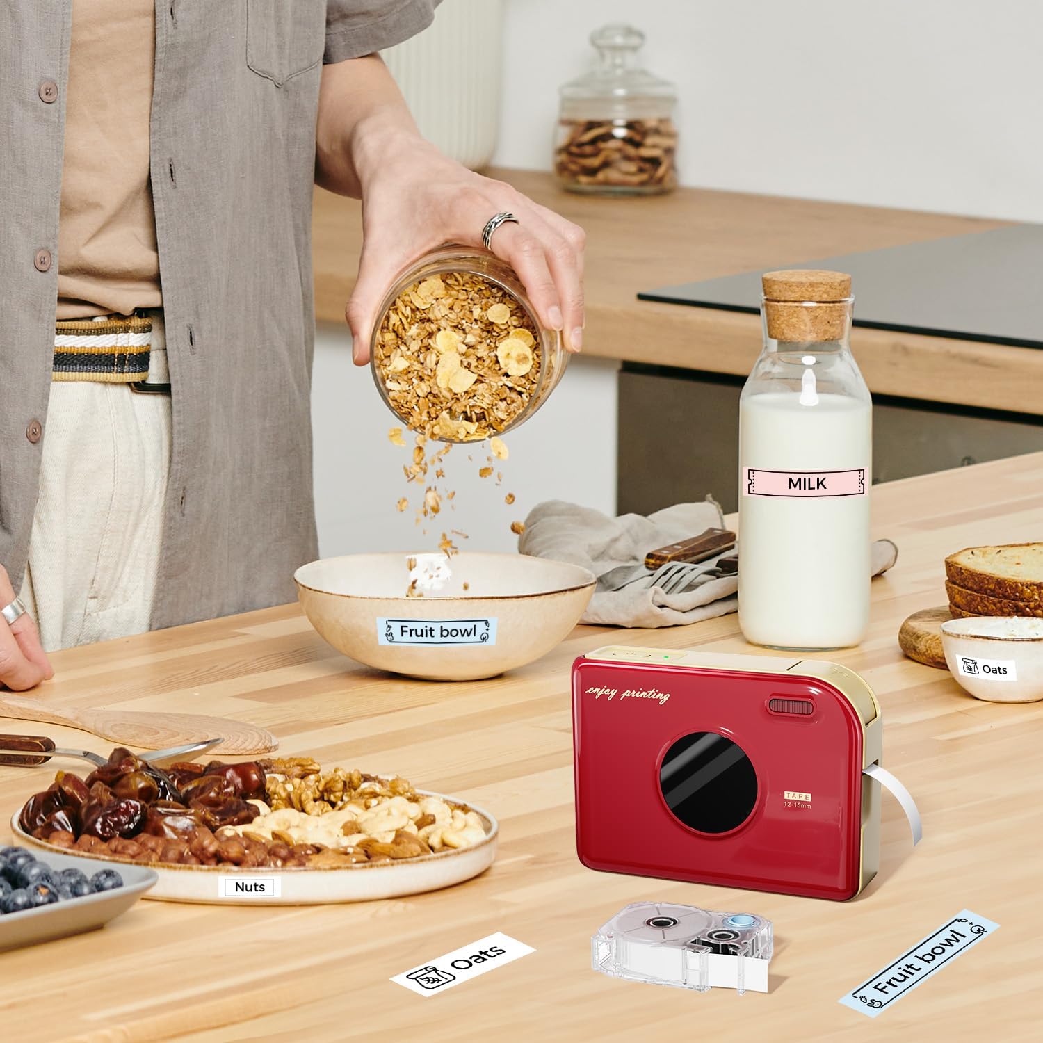 Phomemo Ribbon Printer, A30 Label Laker Machine Mini Bluetooth Portabel Color Text Label Printer, Smart Thermal Transfer Printing for Gift Craft Holiday Decor, Cloth Name Tags, in/Outdoor