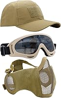 Vista 34 de Máscara de Airsoft con Gafas, Máscara de Malla Plegable de Media Cara con Protección para los Oídos para Paintball, Tiro, Cosplay, Juego CS