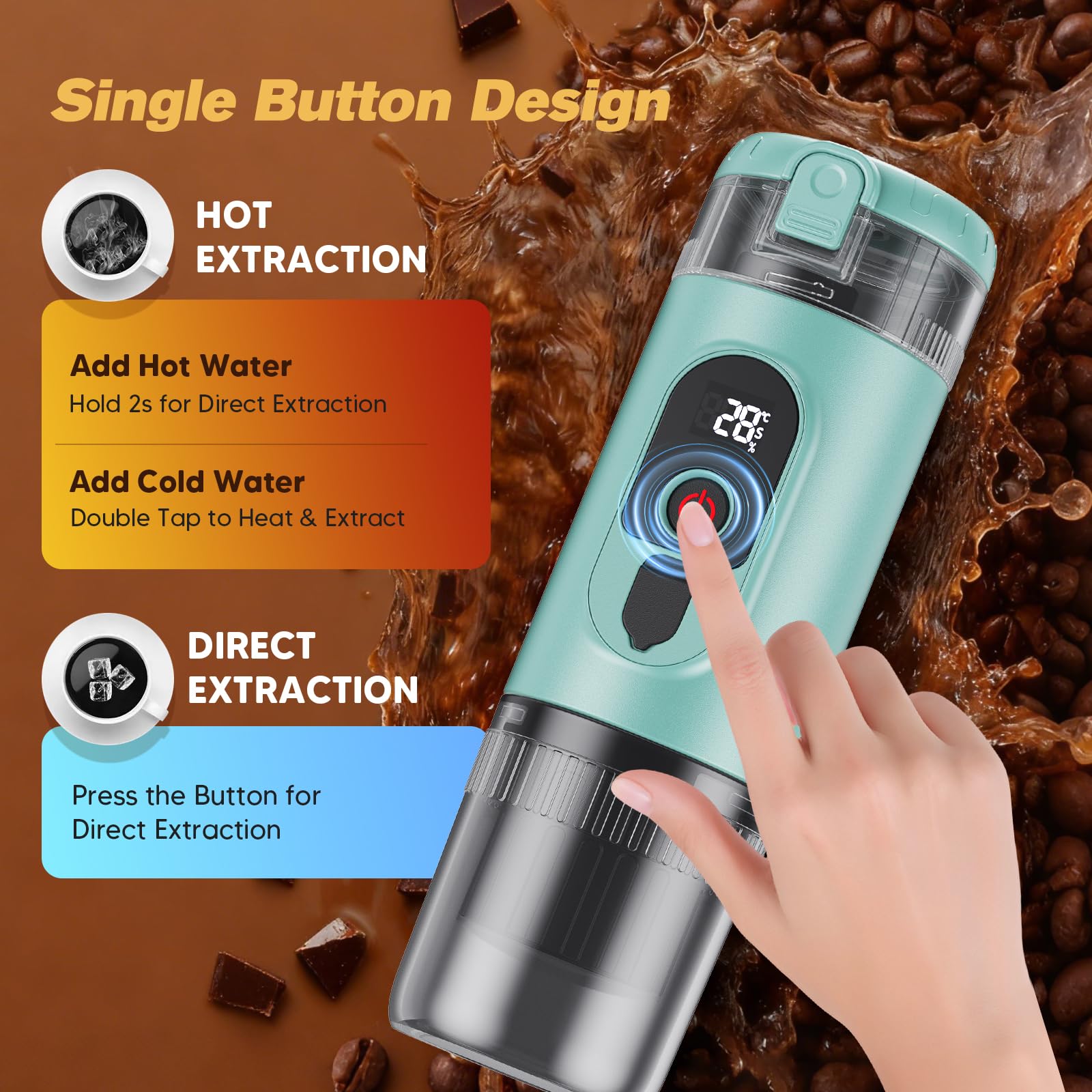 Jradse Máquina de café espresso portátil, 20 bares de presión, 2 en 1, batería intercambiable de 7650 mAh y carga rápida USB-C, para cápsulas Nespresso y café molido, viajes, oficina, camping