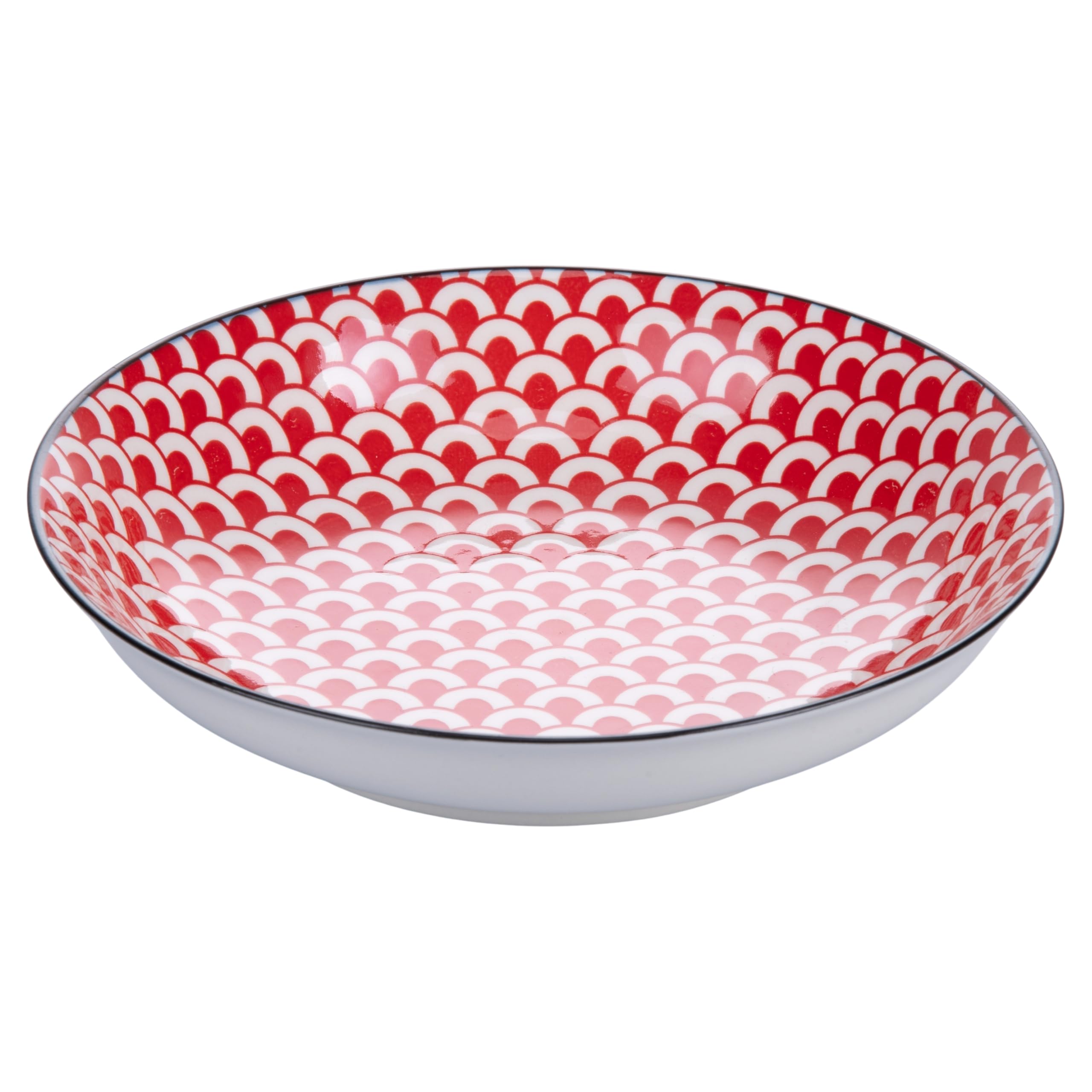 Lot de 6 assiettes creuses en grès, décor géométrique, Confusion