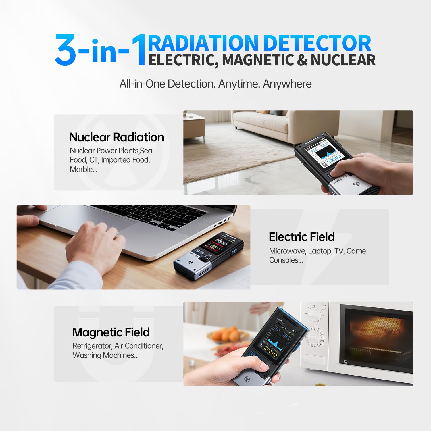 Geigerzähler 3 in 1 Kernstrahlungsdetektor EMF-Messgerät GC-03 Multifunktions-Strahlungsdetektor