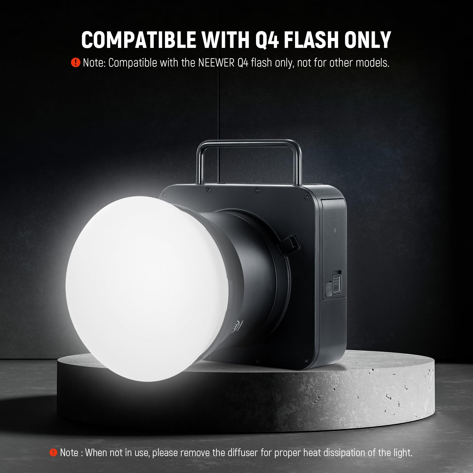 NEEWER Diffuseur en Silicone avec Anneau Adaptateur Magnétique pour Flash Q4&Q6 pour Extérieur, Speedlite Modificateur de Lumière pour Portraits, Photographie Produit, Mariage, Commercial, CRS10