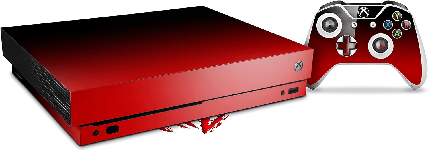 Decal Vinyl Skin Wrap Compatible with Xbox One X Console and Controller - Smooth Fades Red Black