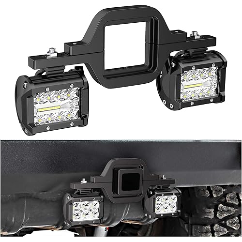 Nilight 2 Pcs 4 Inch 60W Led Pods with 2 Inch Tow Hitch Mounting Brackets Backup Reverse Lights Rear Light Bar for Pickup ATV SUV Truck Trailer Boat