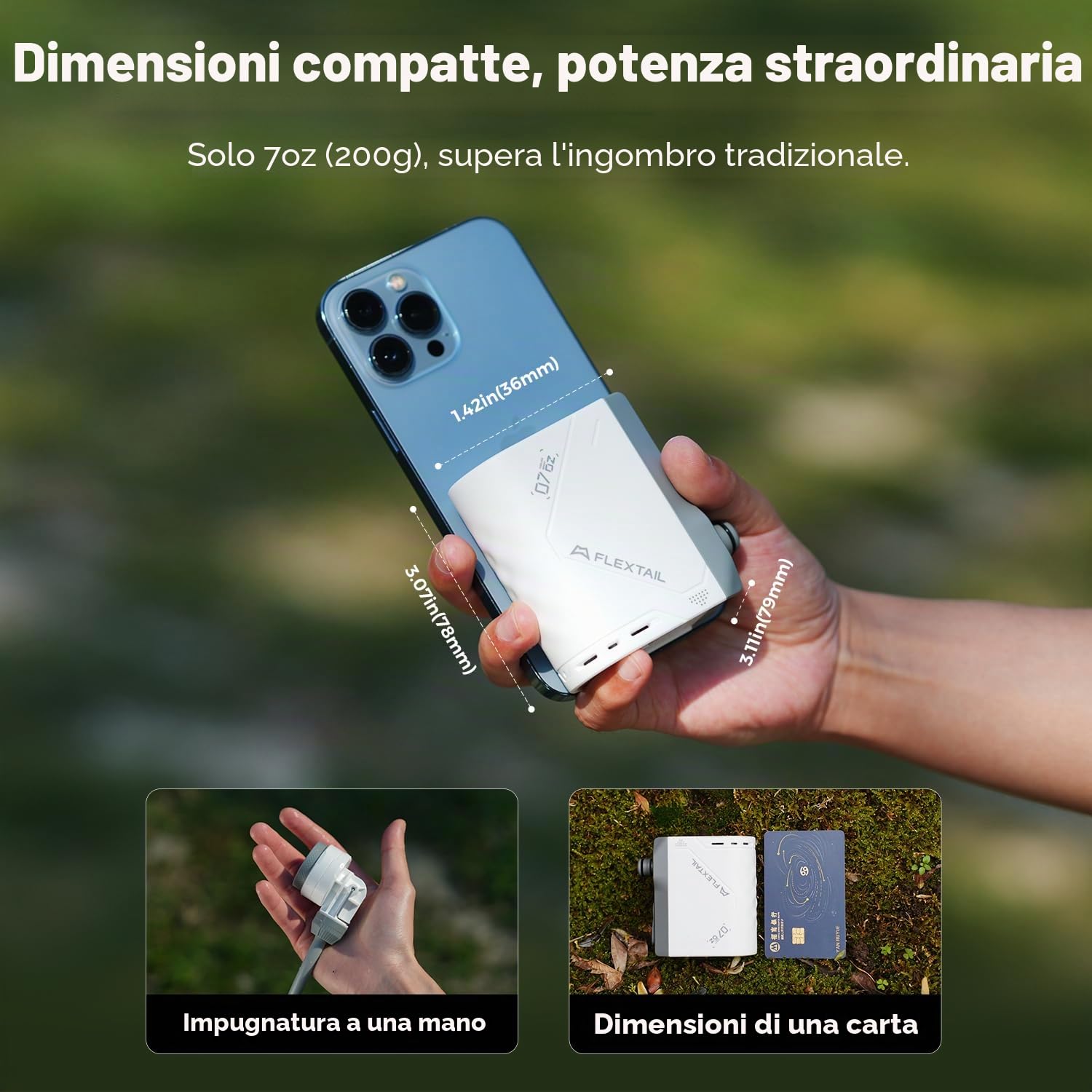 FLEXTAILGEAR Doccia portatile da campeggio con pompa, tubo 2,2 m, ricarica USB-C e modalità flusso a risparmio d'acqua, per giardino, viaggi, spiaggia e animali domestici