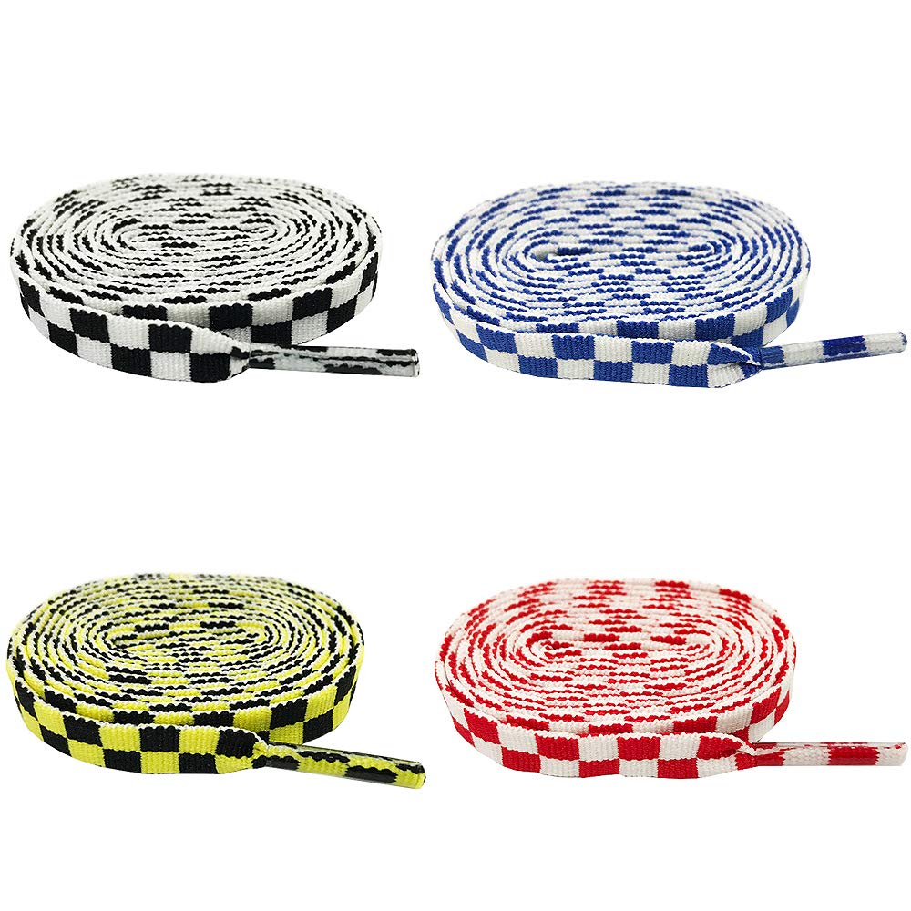 Daimay4 Pairs Mosaic Printed Flat Shoelaces Replacement Shoe Laces
