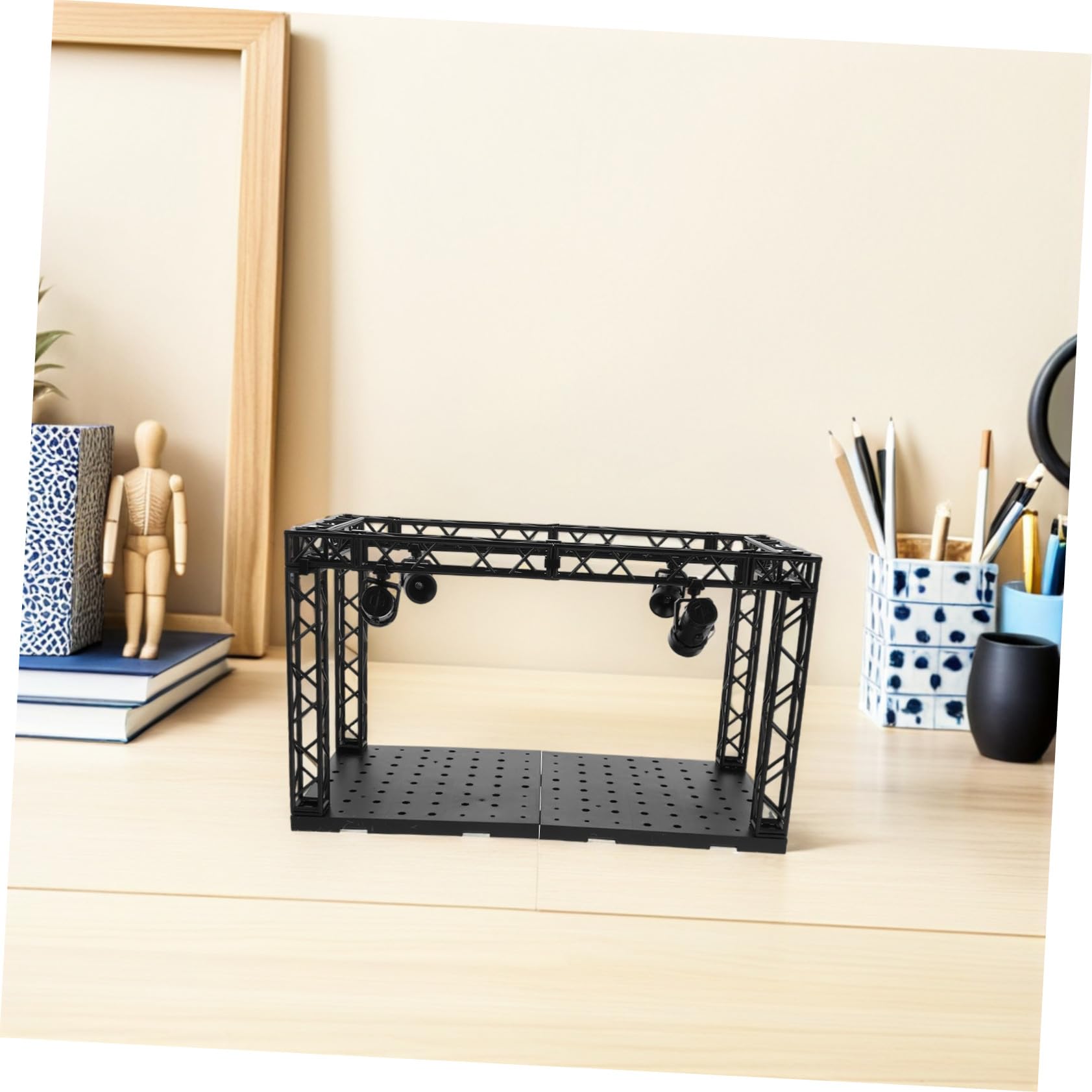 Beleuchtete Vitrine für Figuren mit Led, Kunststoff, Schwarz