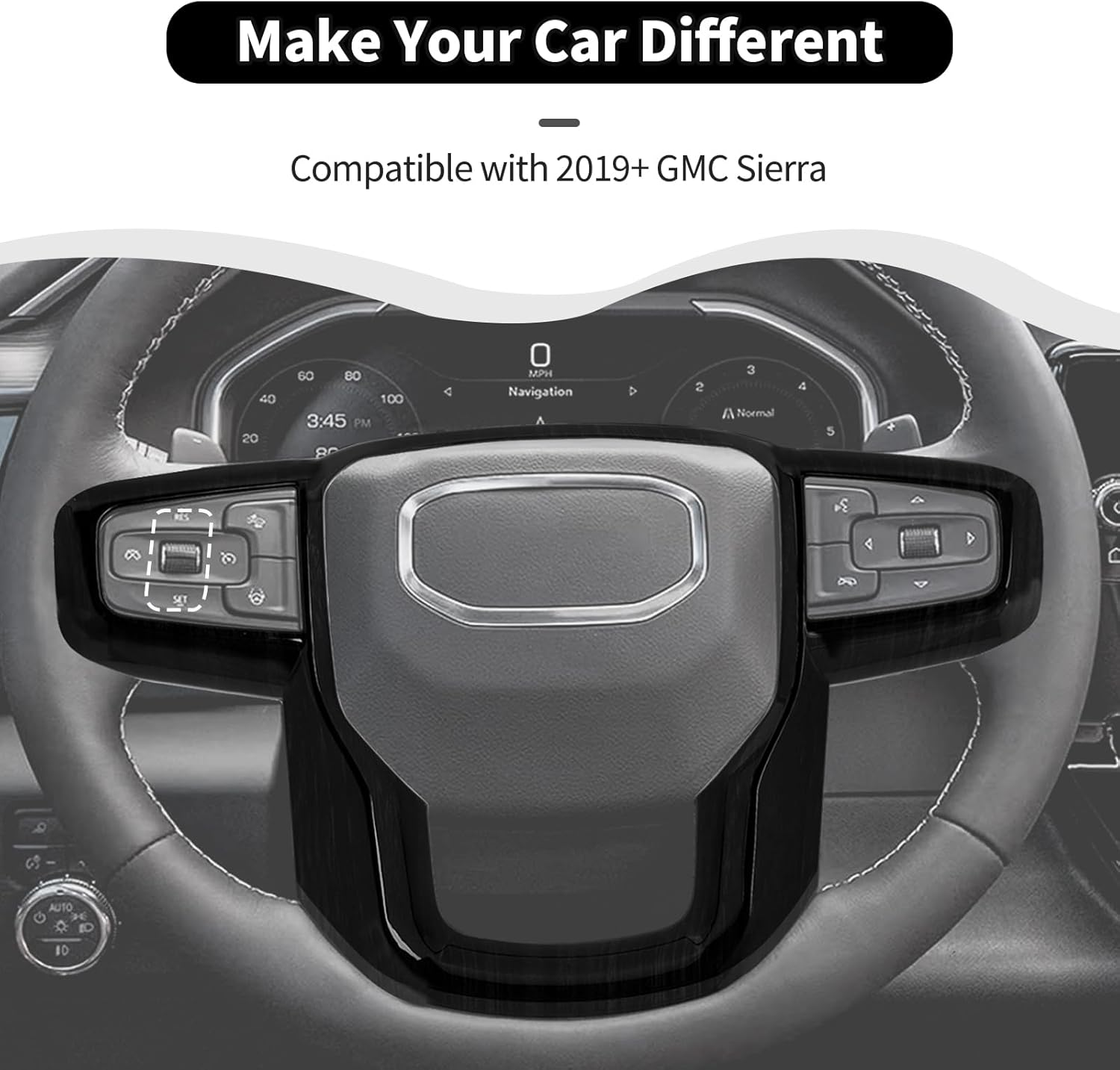 Steering Wheel Panel Cover Trim Compatible with 2019+ GMC Sierra Interior Accessories ABS