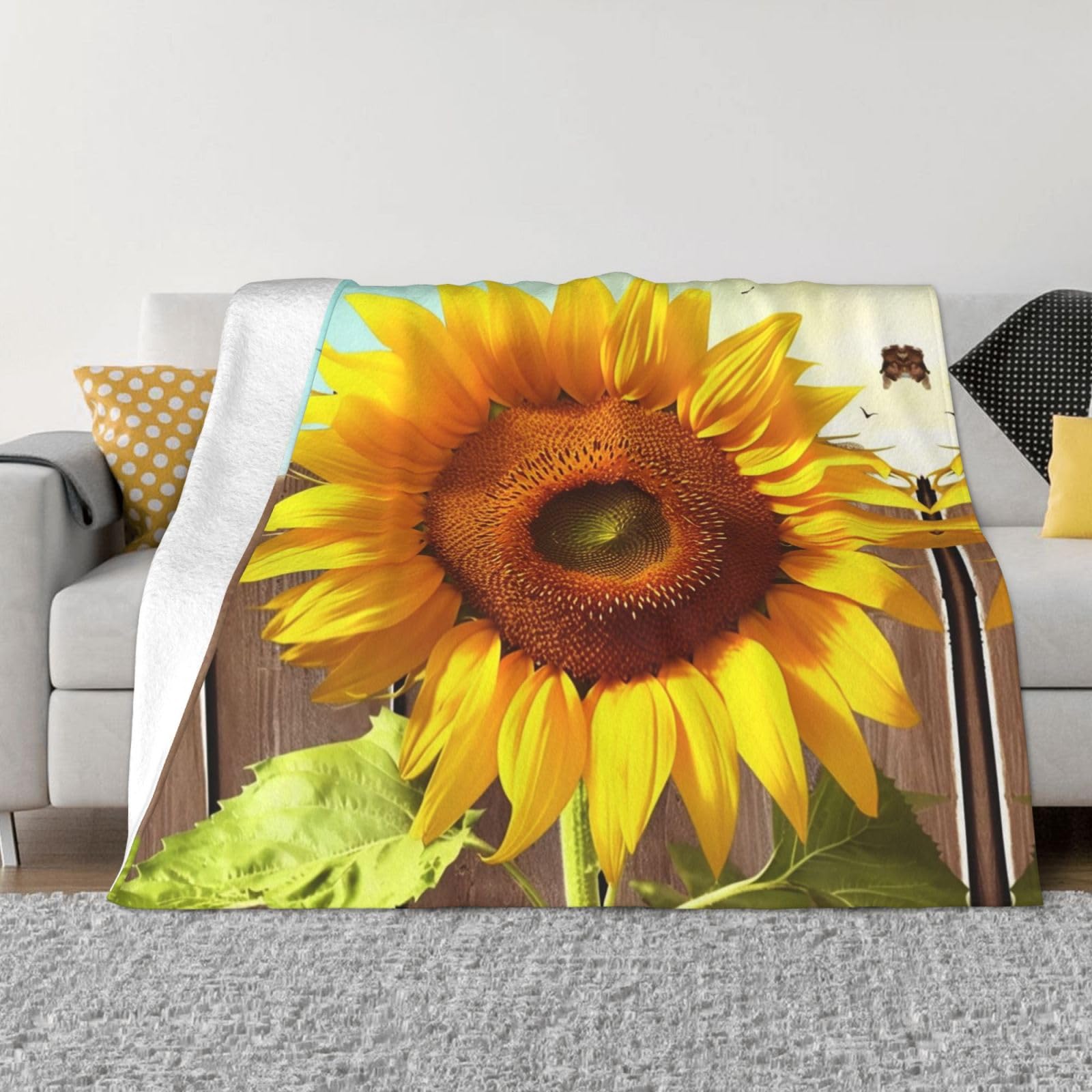 Couverture polaire tournesol en flanelle douce grand plaid de lit et jeté de canapé