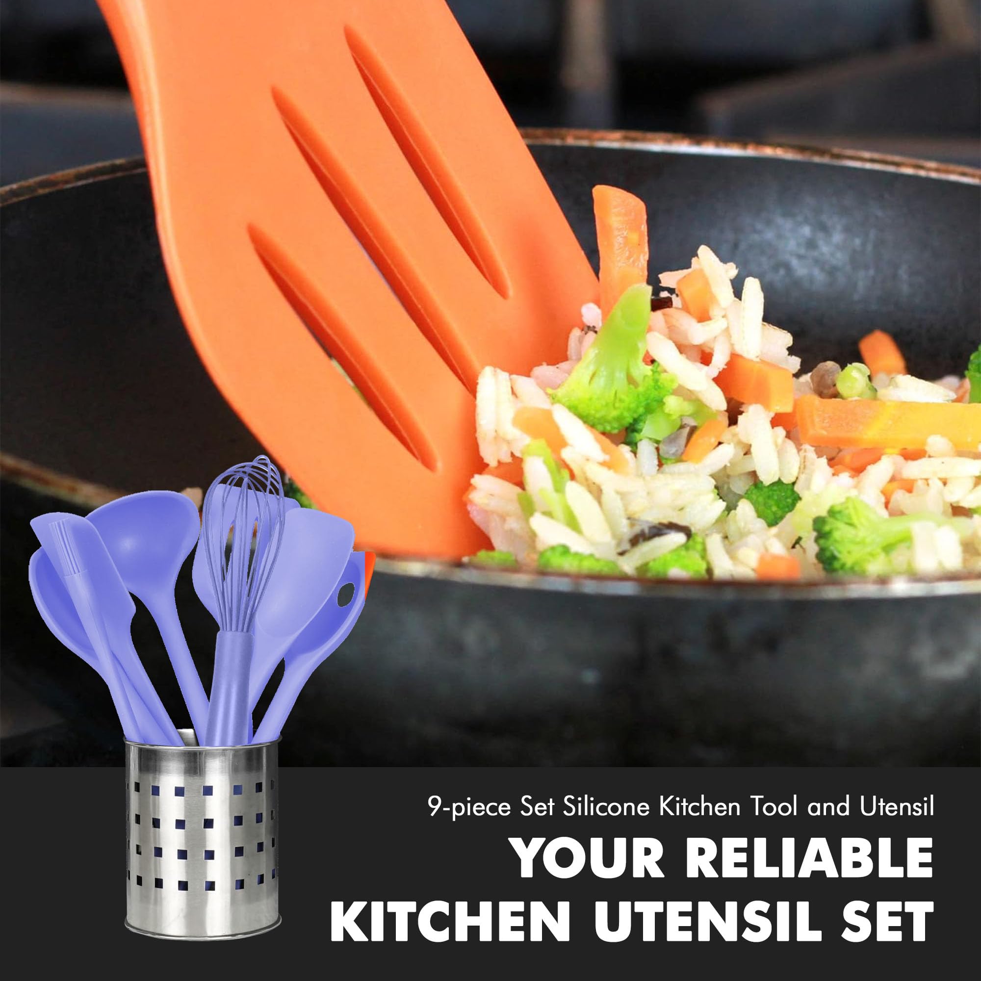 Chef Craft 42128 Premium Silicone Küchenhelfer und Utensilien-Set, Silikon, Pastellblau