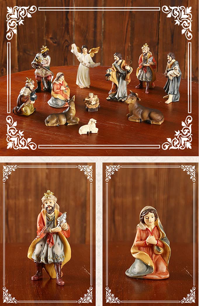 Krippenszenen Set Jesus Bild Weihnachtsdeko Krippenfiguren Harz Figuren Weihnachtskrippe Weihnachtsschmuck Mini Krippenfiguren Krippe Weihnachten Weihnachtsfiguren (11-teilig)