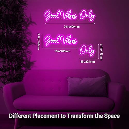 Vista 36 de Letreros de neón para decoración de pared, letrero de neón rosa para dormitorio, letrero de neón LED Good Vibes personalizable para el hogar, Rosa 2
