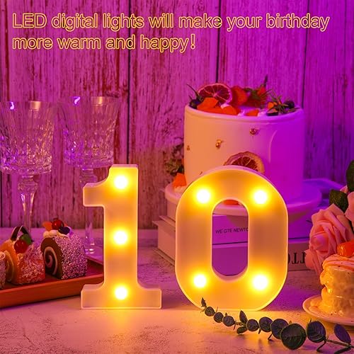 Miniatura 4 de 10 letras decorativas con luz LED, letras de números de marquesina de plástico blanco para decoración nocturna, boda, fiesta, cumpleaños, Navidad,