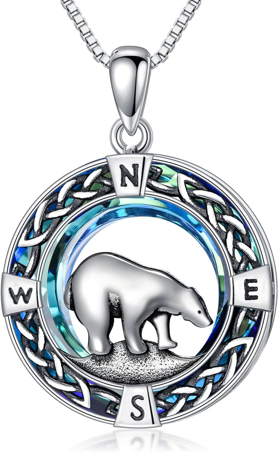 TOUPOP Tree of Life Necklace 925 Sterling Silver Celtic Knot Tree Pendant Blue Crystal Jewelry Mother's Day Gifts for Women Men