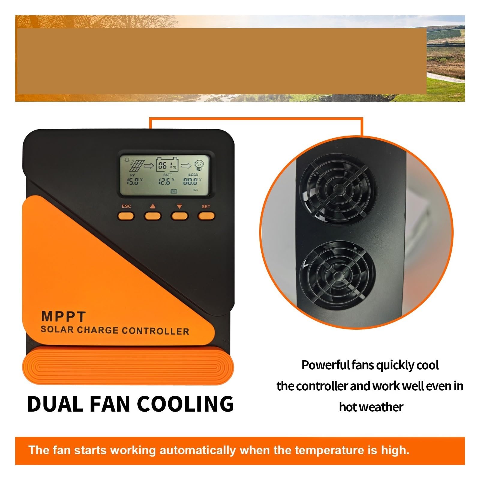 Regolatore di carica solare, Controller Solare MPPT 40/60A Auto 12V/24V Con Doppia USB(60A)