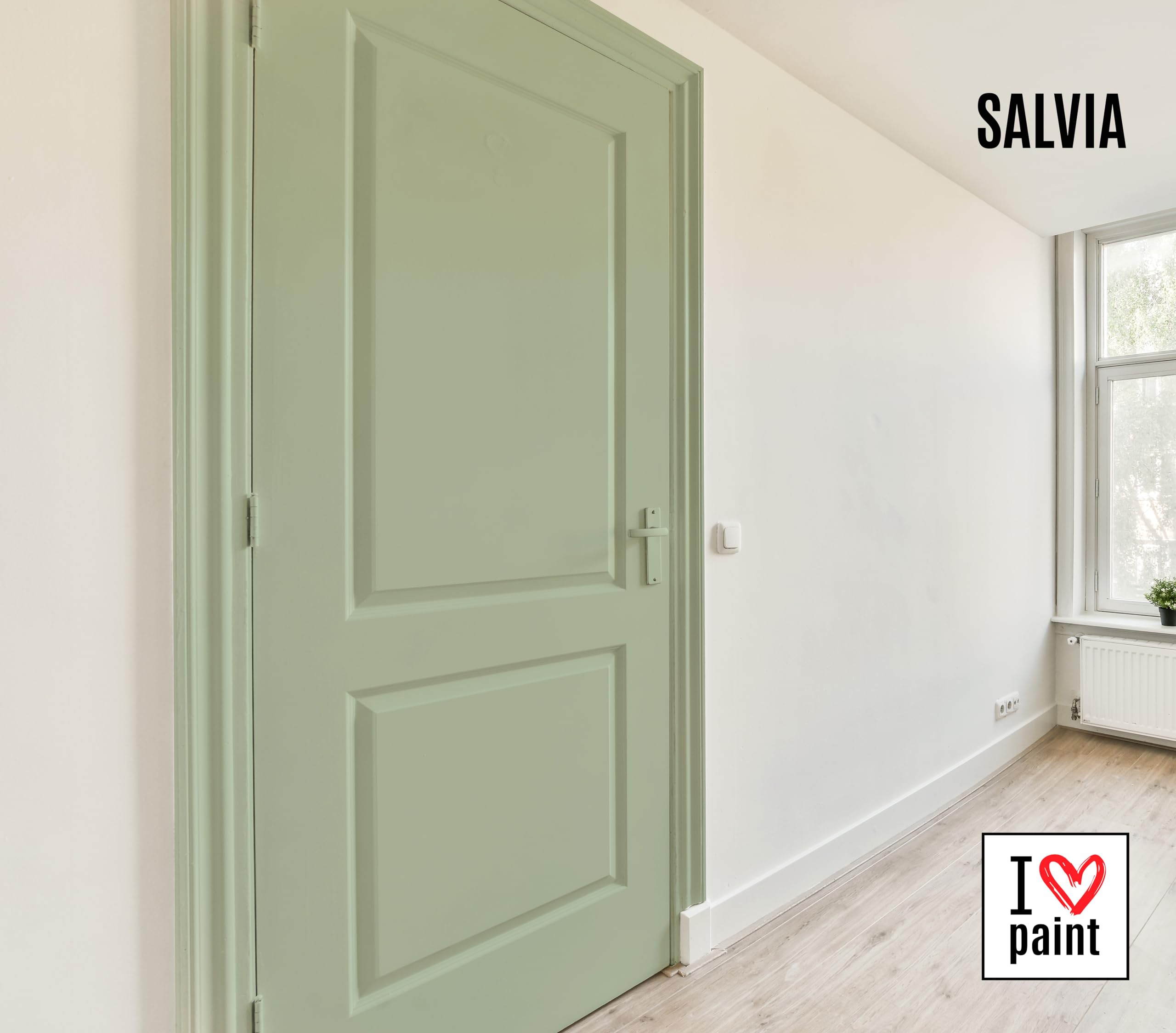 I Love Chalk Paint Salvia – Set Risparmio 2 Barattoli + Pennello – 750 ml totali – Vernice Effetto Gesso per Mobili – Chalk Paint Pittura Tutto Senza Carteggiare