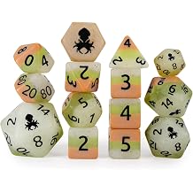 Kraken Dice Kiwi Glow in The Dark 14pc Dice Set Inked in Black