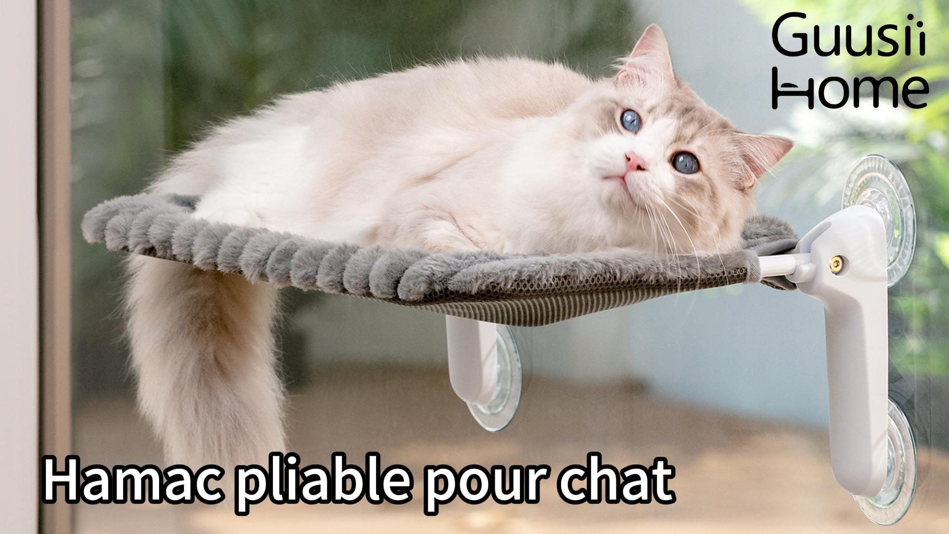 Hamac Fenêtre Pour Chat - Avec Ventouses, Pliable, Taille M (52x30 Cm) - Perchoir Confortable Pour Chat Moyen/Grand