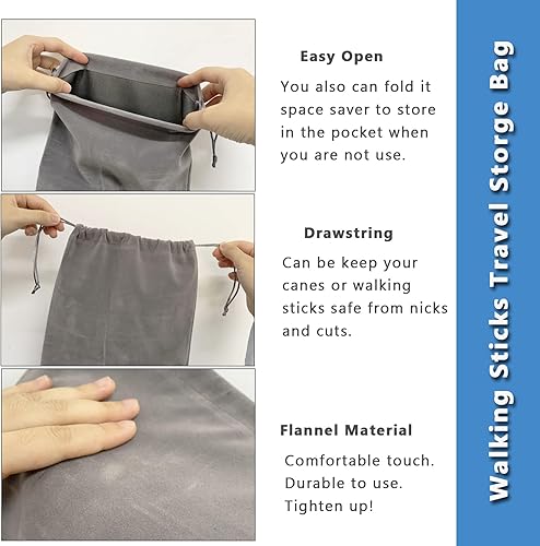 Miniatura 4 de Bolsa de almacenamiento portátil de bastón bolsa protectora de franela para caminar organizador de viaje para personas mayores discapacitadas