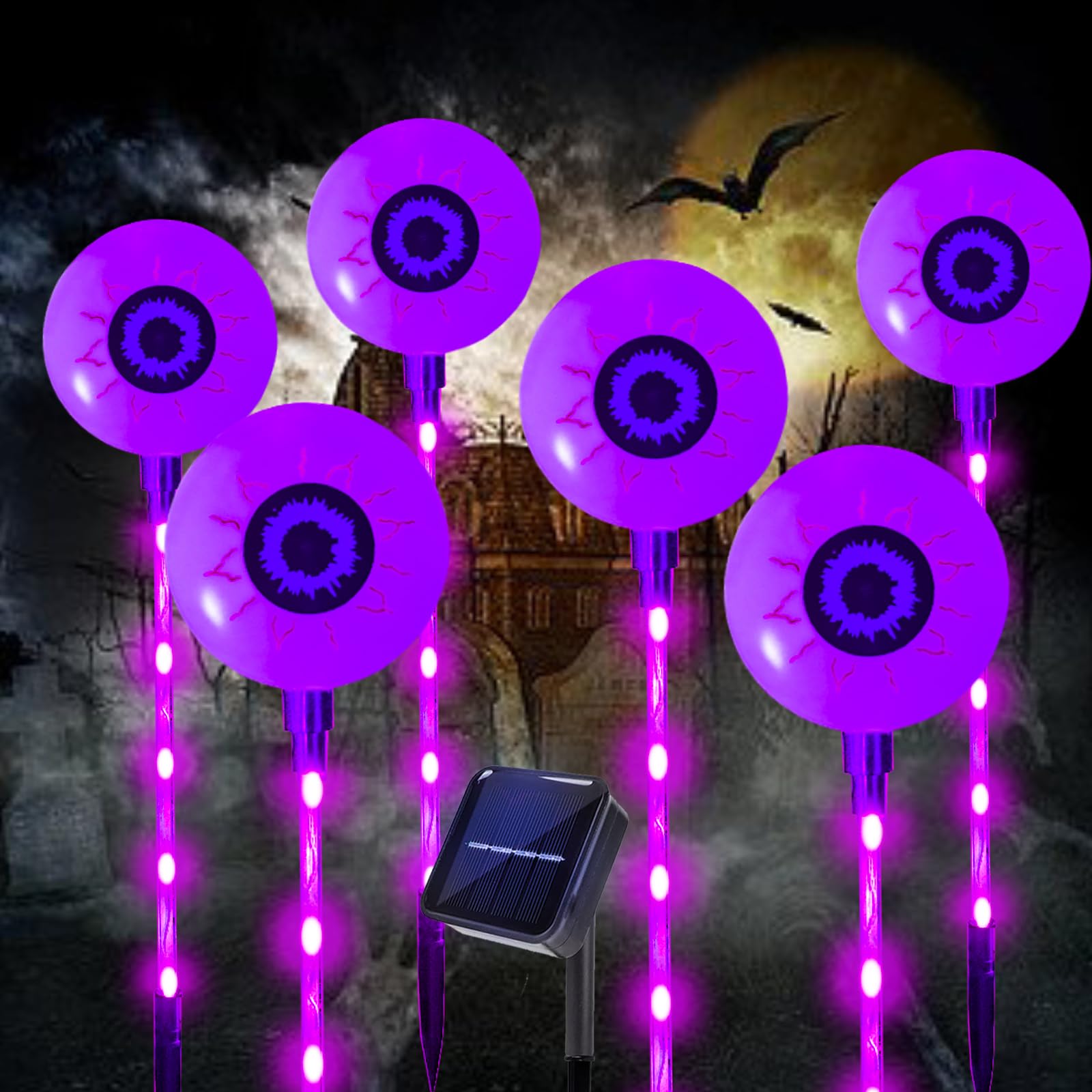 Solar Halloween Eyeball Pathway Lights Halloween Eyeball Stake Lights Set of 8 Modes for Yard Lawn Patio Walkway