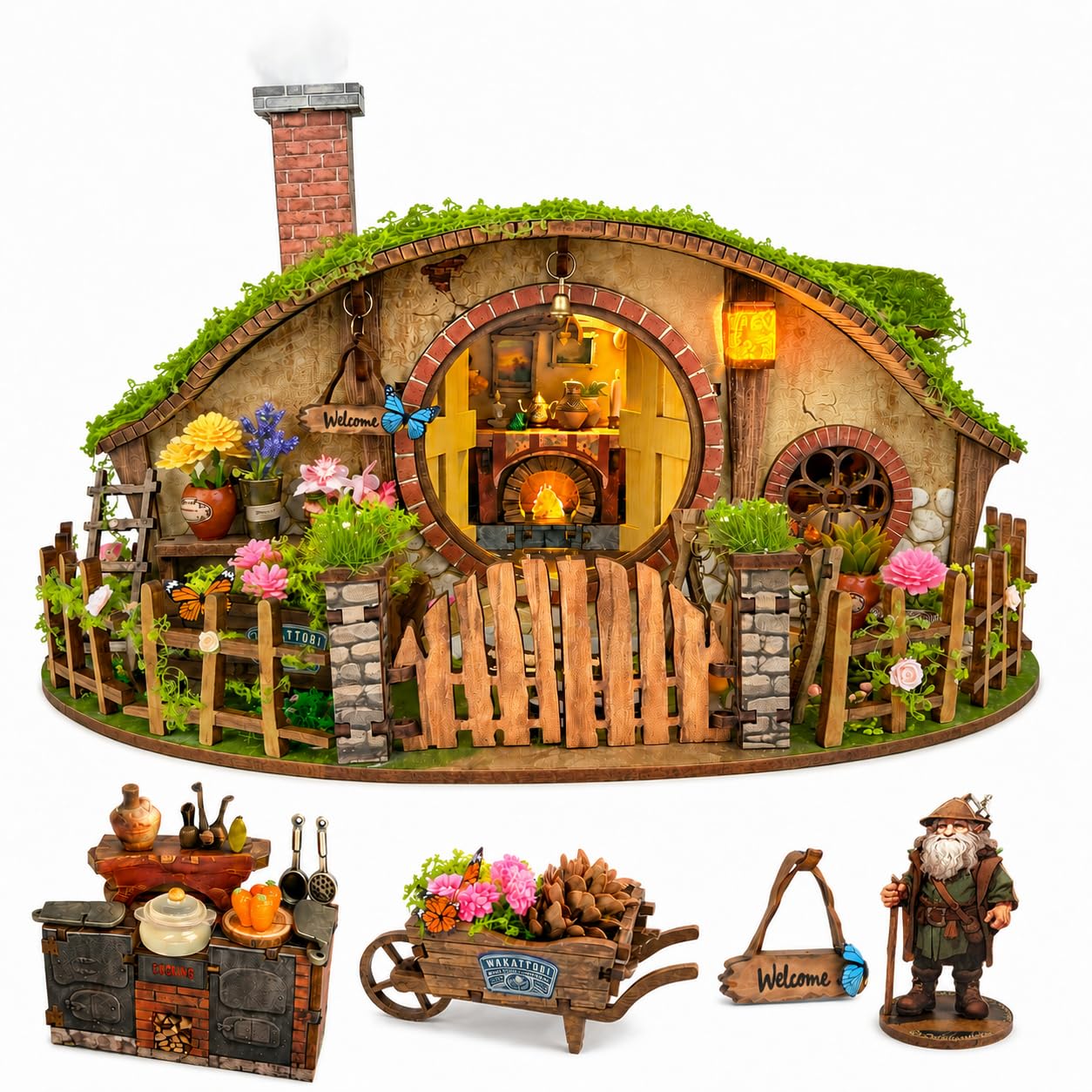 Spilay Miniature House Kits for Adults, Fairy Woodland Cottage Dolls House