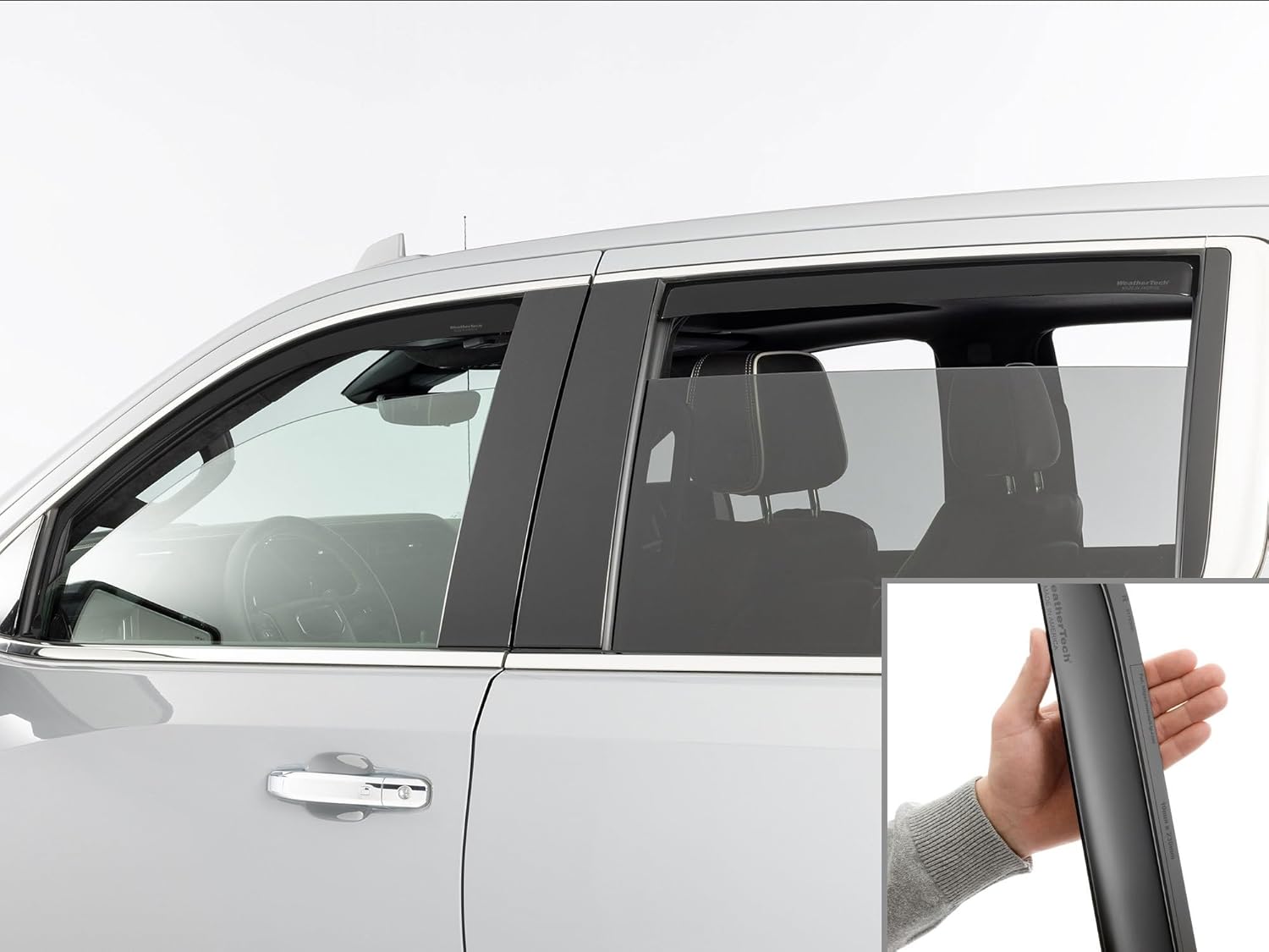 WeatherTech Custom Fit Side Window Deflectors for GMC Sierra 1500, Silverado 1500, Sierra 1500 Limited - (80931IM-81930IM), Dark Tint