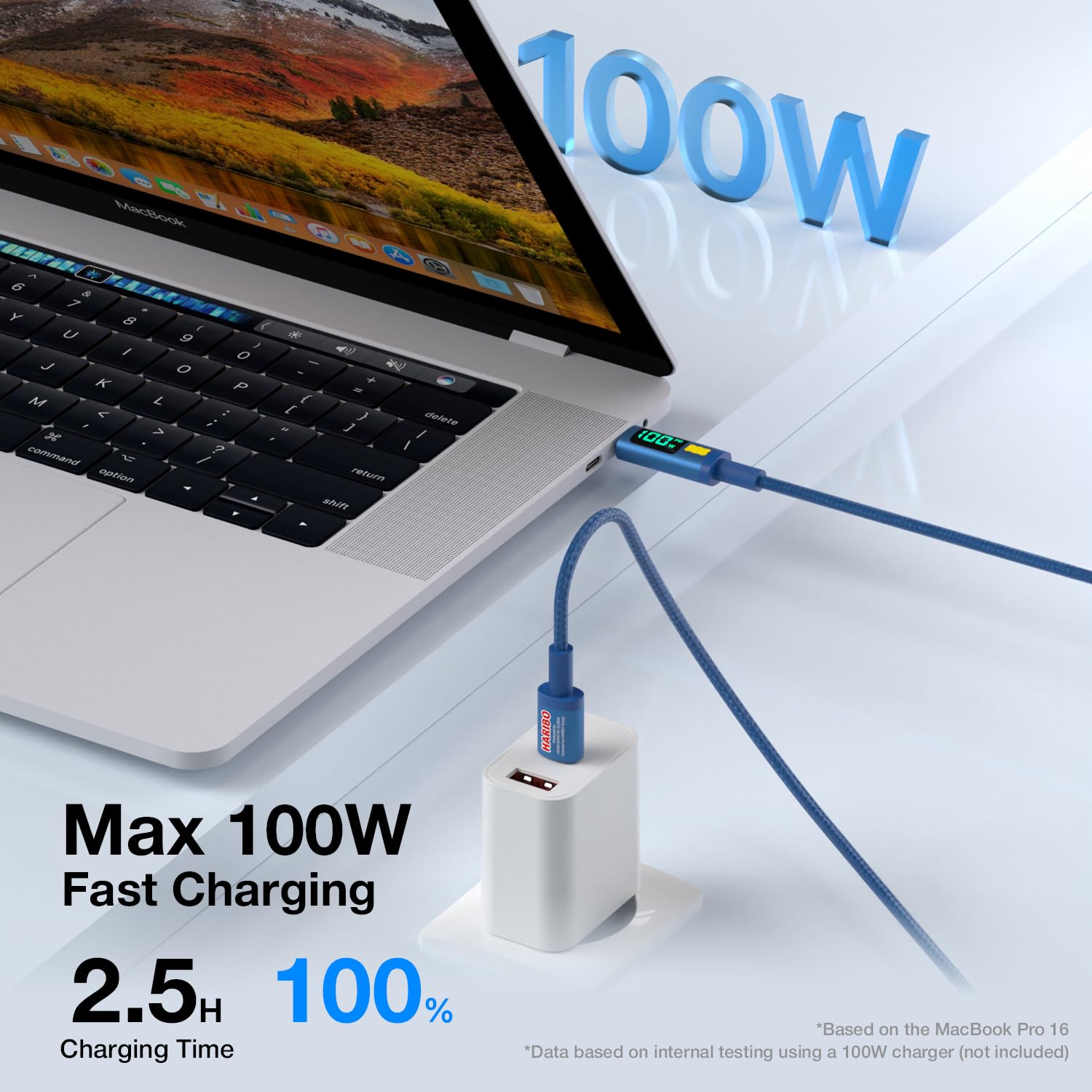 Haribo - Cable USB C a USB C (5 pies, 2 unidades), carga rápida PD de 100 W, pantalla LED, USB 2.0 Gummy Bear Style para iPhone 15/16, Samsung Galaxy, Pixel, iPad